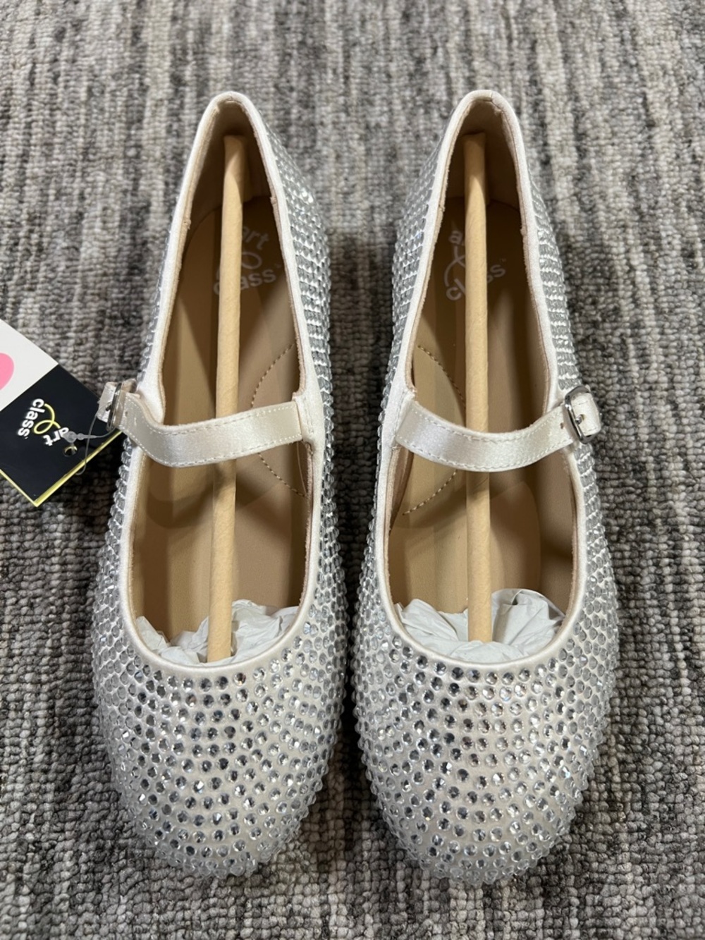 art class White Rhinestone Mary Jane Flats Buckle Synthetic Various Sizes